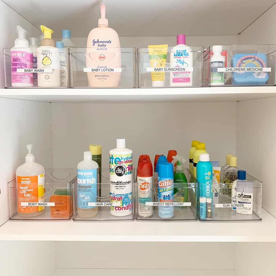 Bathroom closet shelves