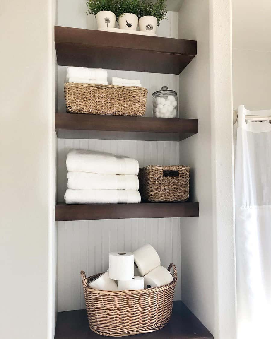 Bathroom closet shelves