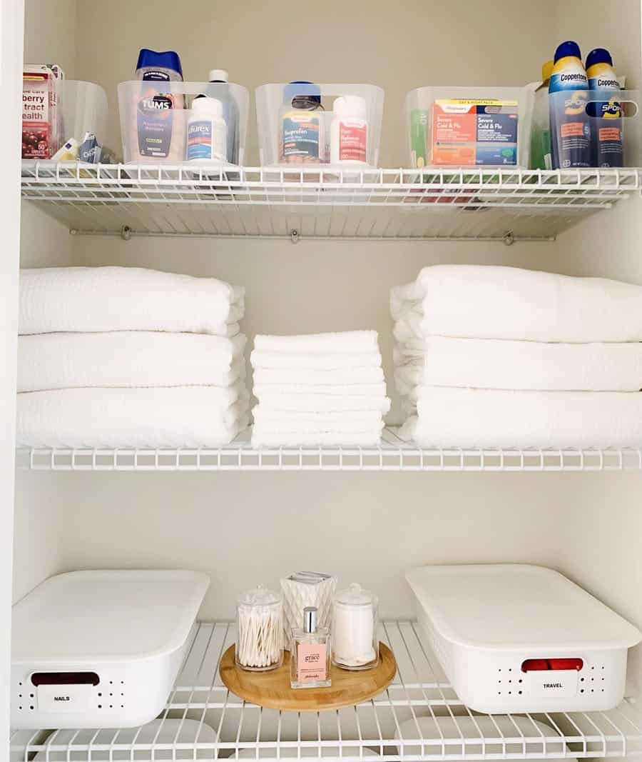 Bathroom closet shelves