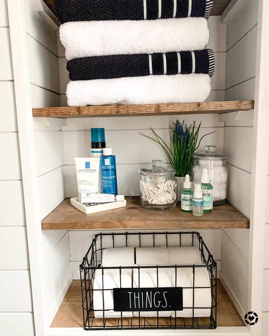 Bathroom closet shelves