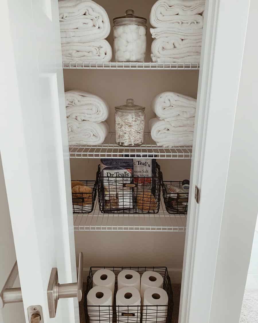 Bathroom closet shelves