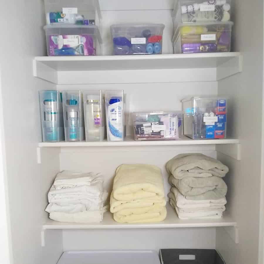 Bathroom closet shelves