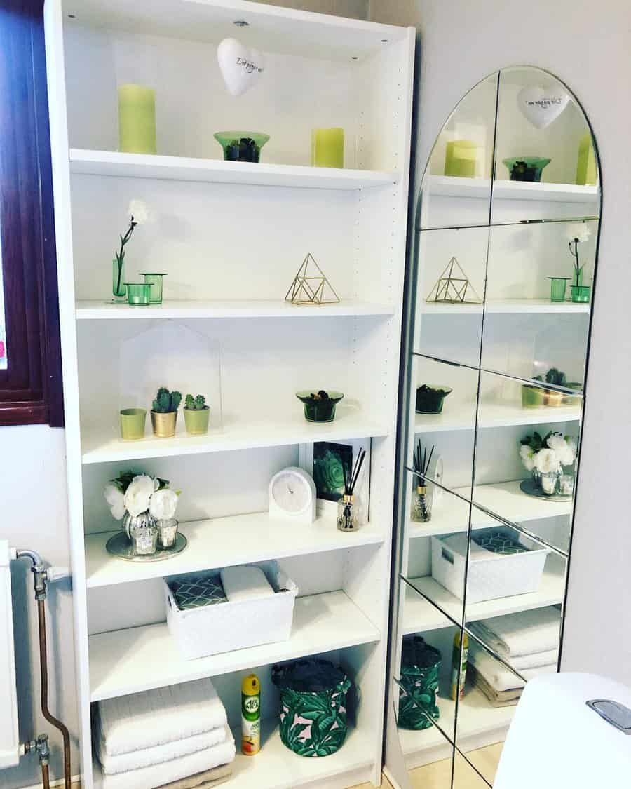 Bathroom closet shelves