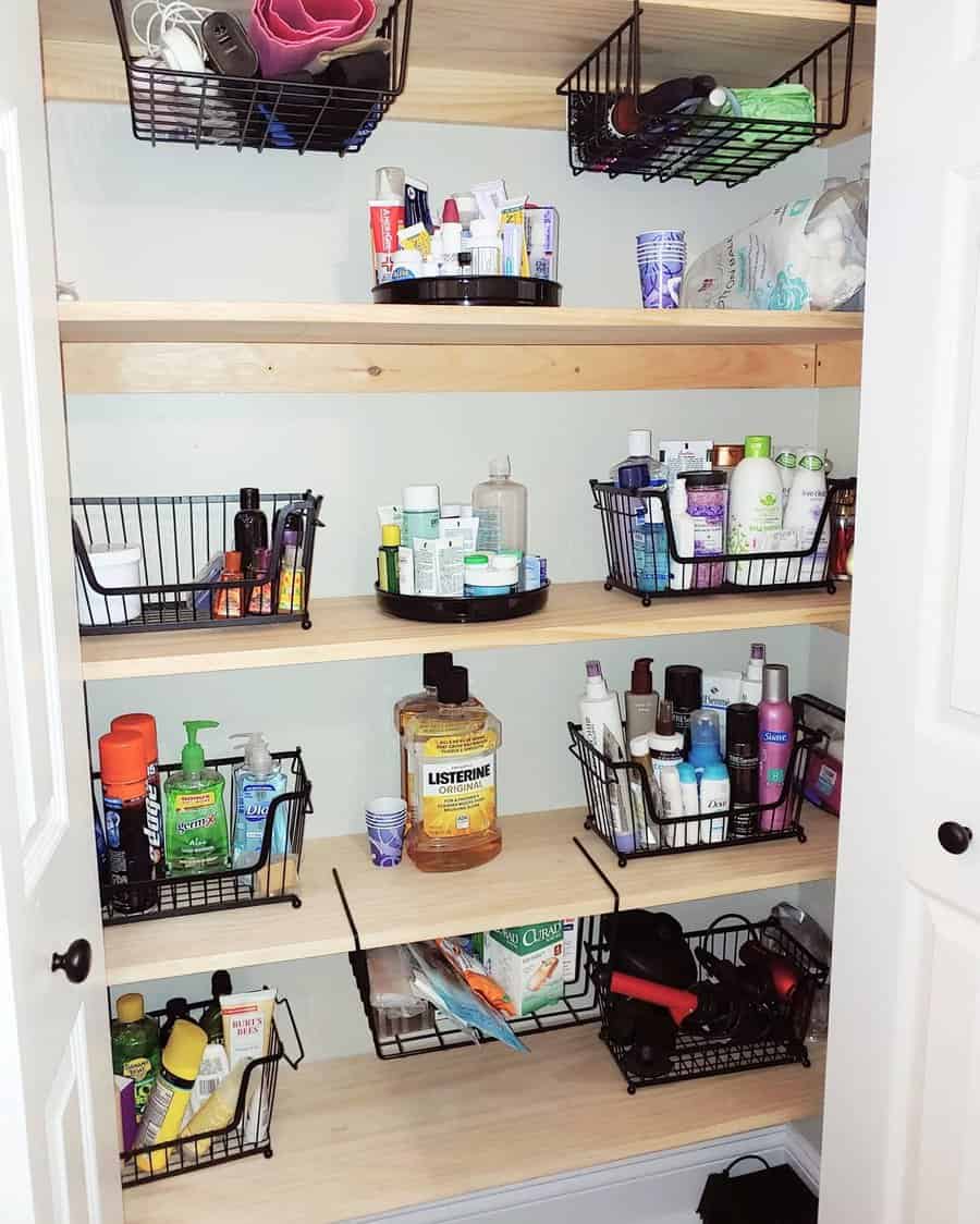 Bathroom closet shelves