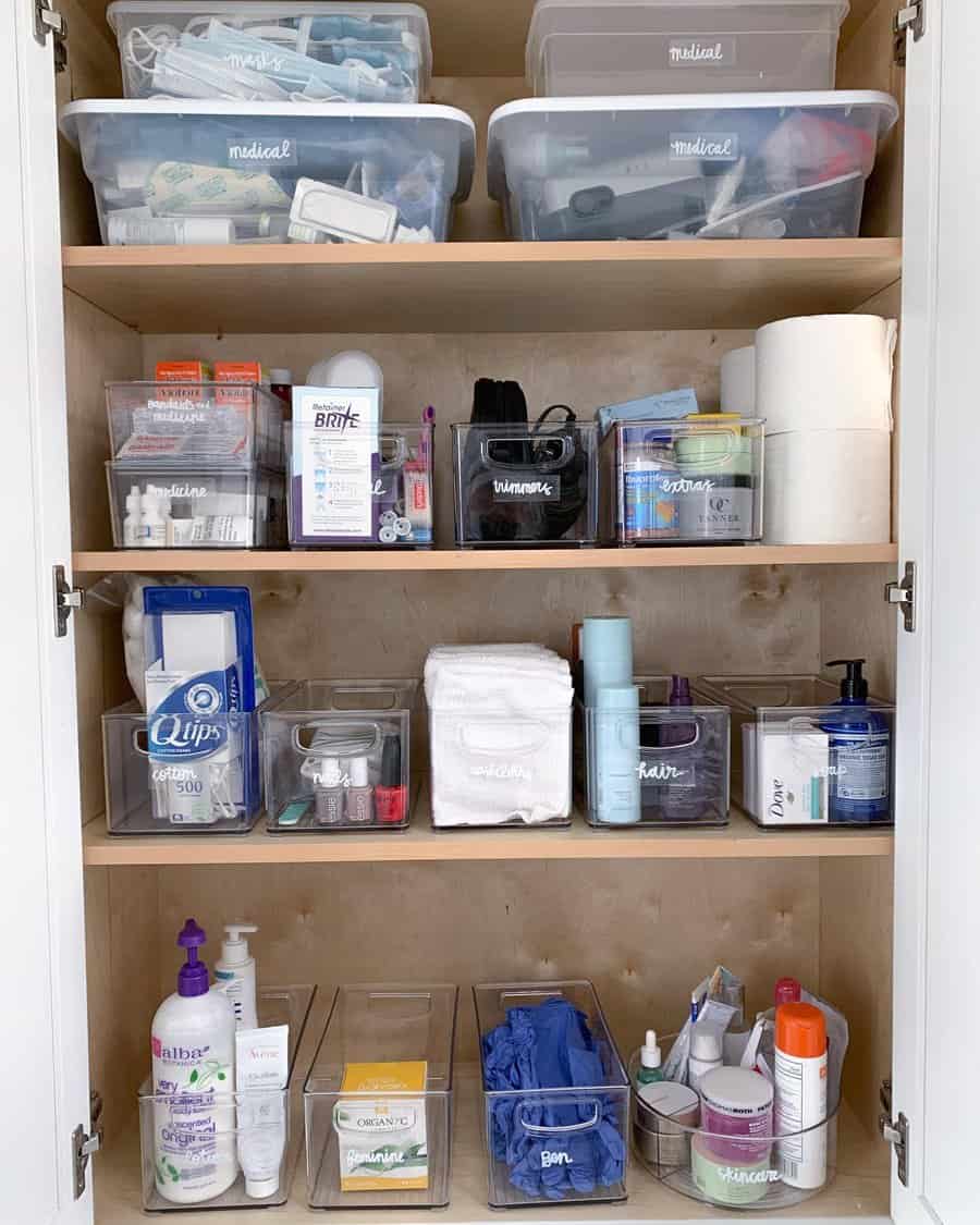 Bathroom closet shelves