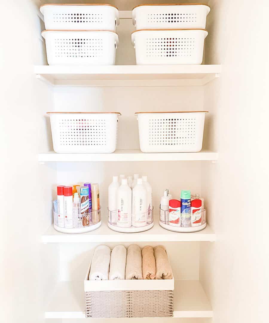 Bathroom closet shelves