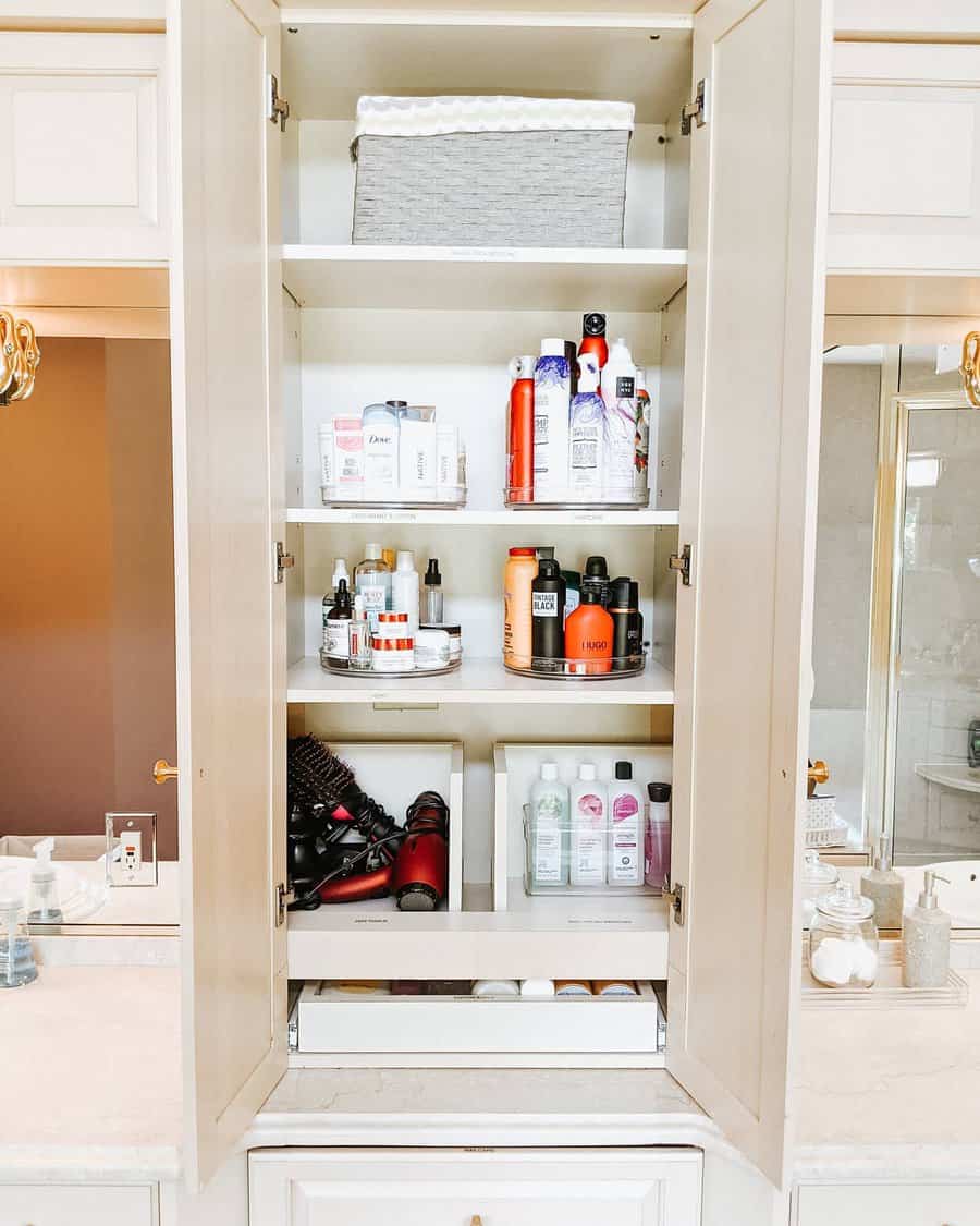 Bathroom closet shelves