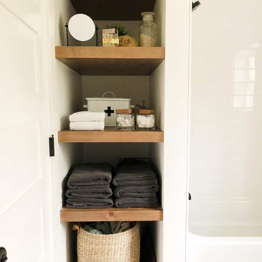 Bathroom closet shelves