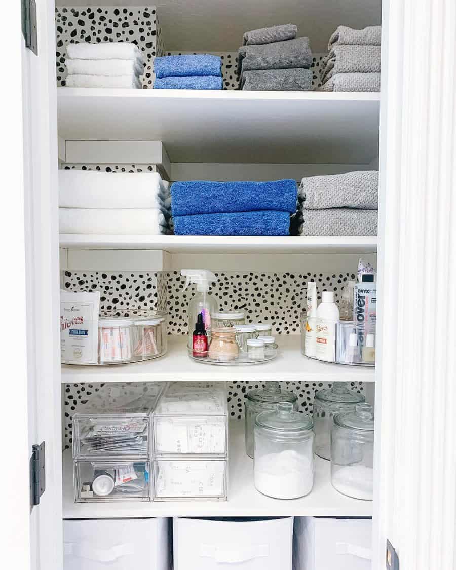 Bathroom closet shelves