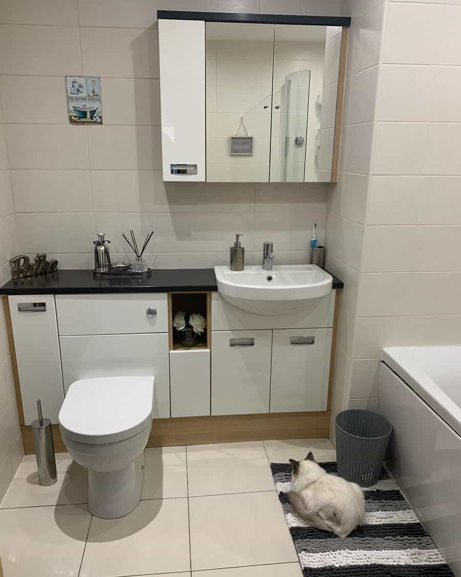 fitted bathroom furniture with toilet and tap