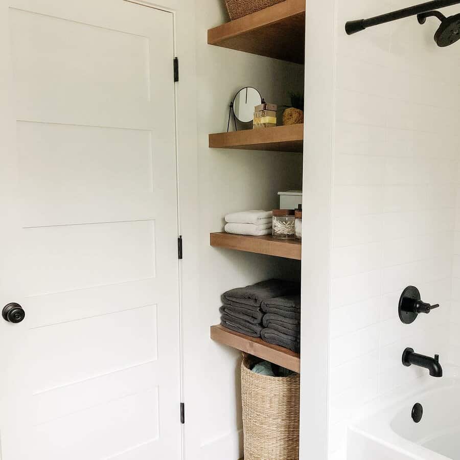 small closet with vertical shelves
