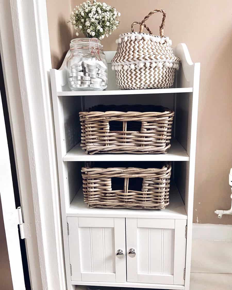 shelf with basket organizer