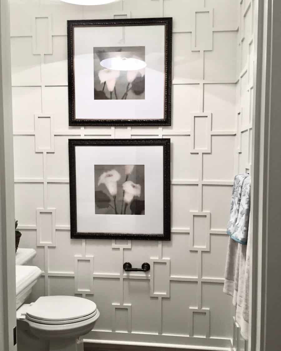 white bathroom wall trimming