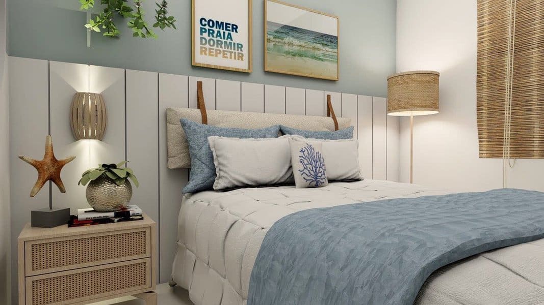 blue beach inspired bedroom