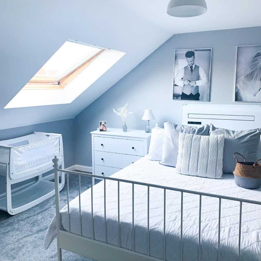 loft bedroom with skylight window
