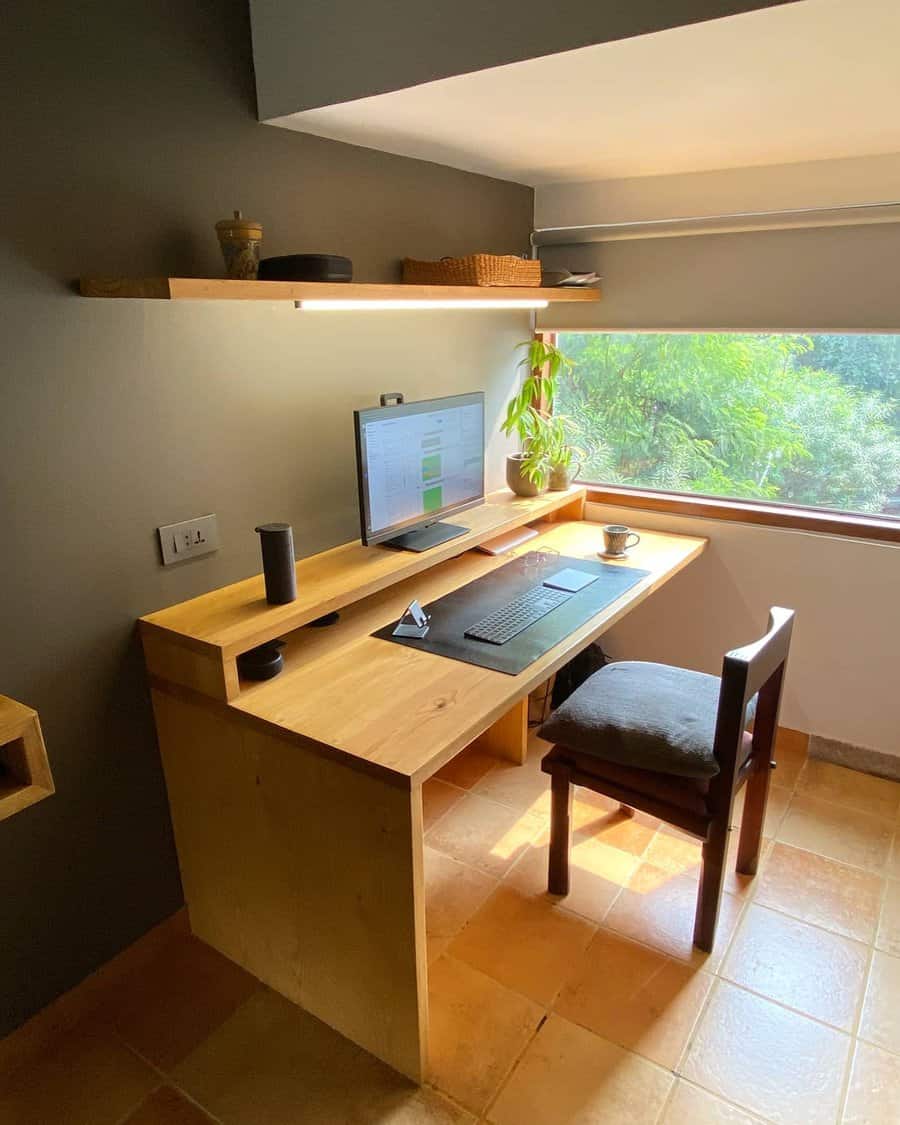 modern home office with plants 