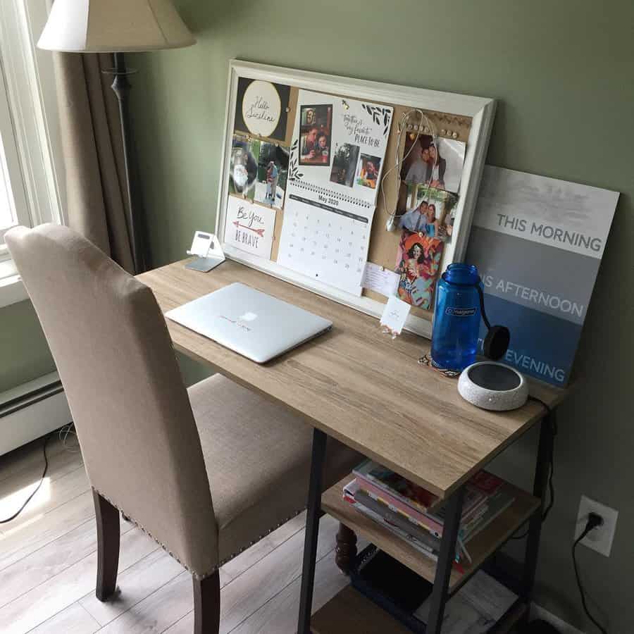office desk with corkboard 