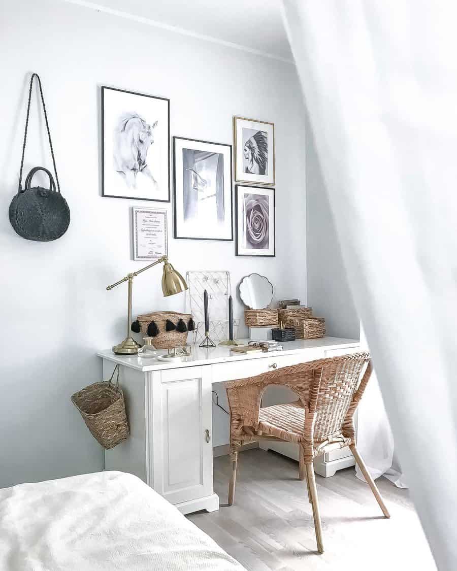 Office desk with bohemian elements