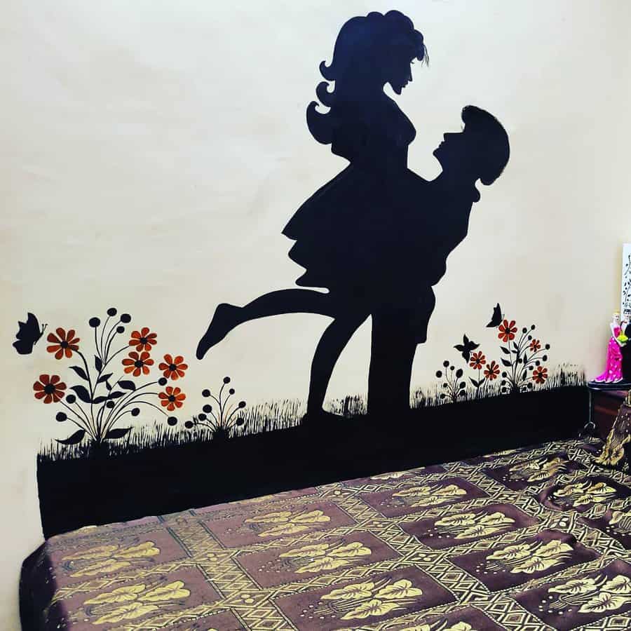 silhouette cut-out mural wall paint