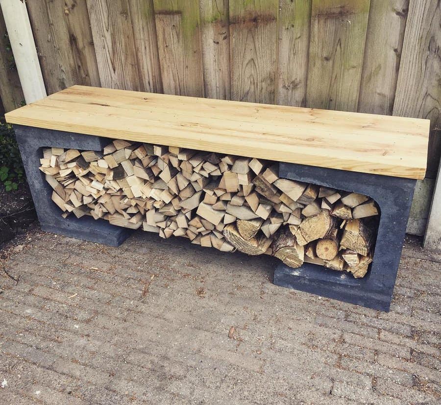 under-the-bench firewood storage