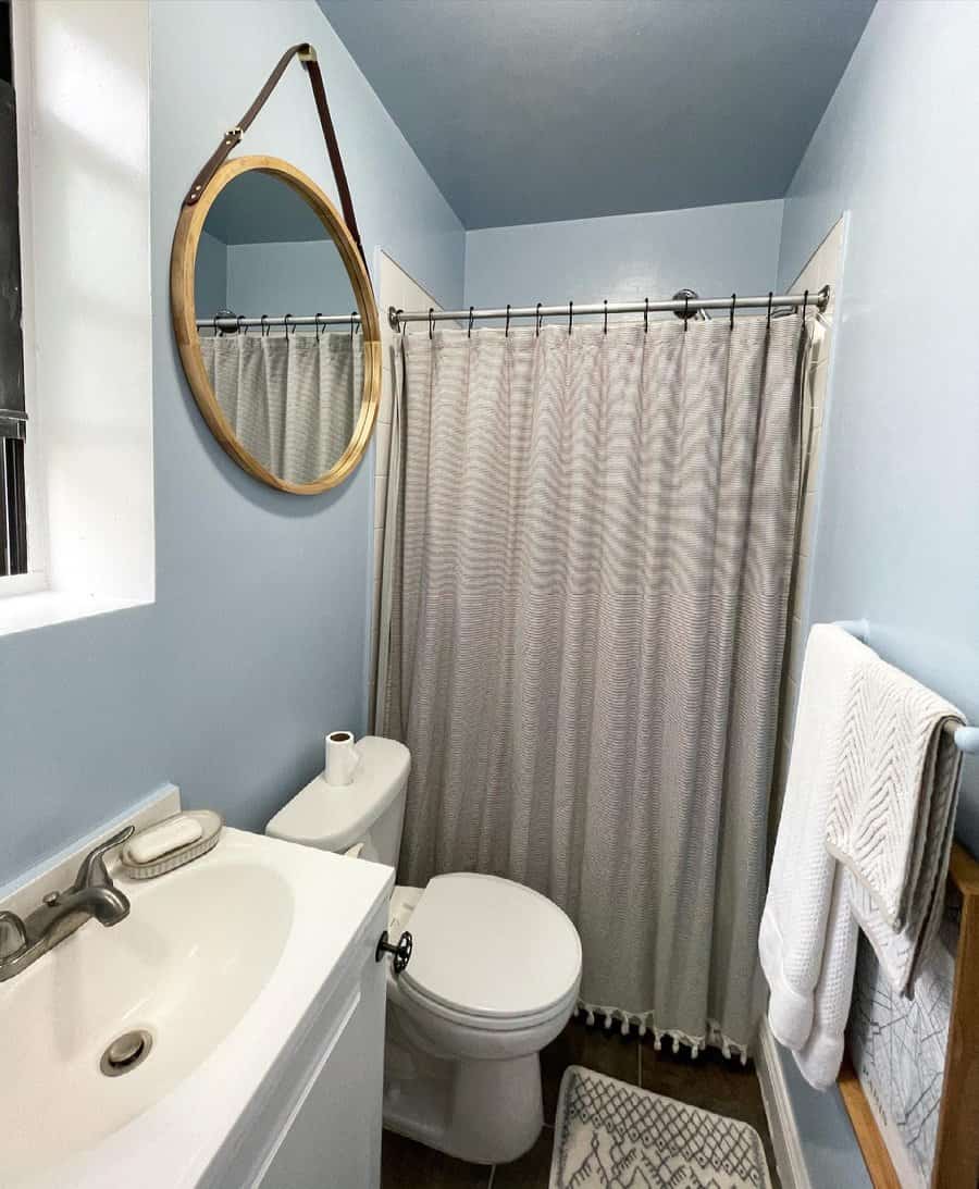 Light blue bathroom walls