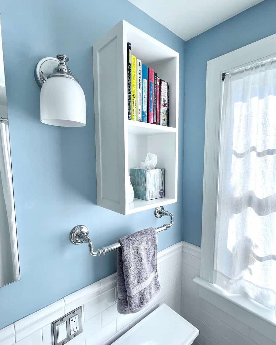 Light blue bathroom walls