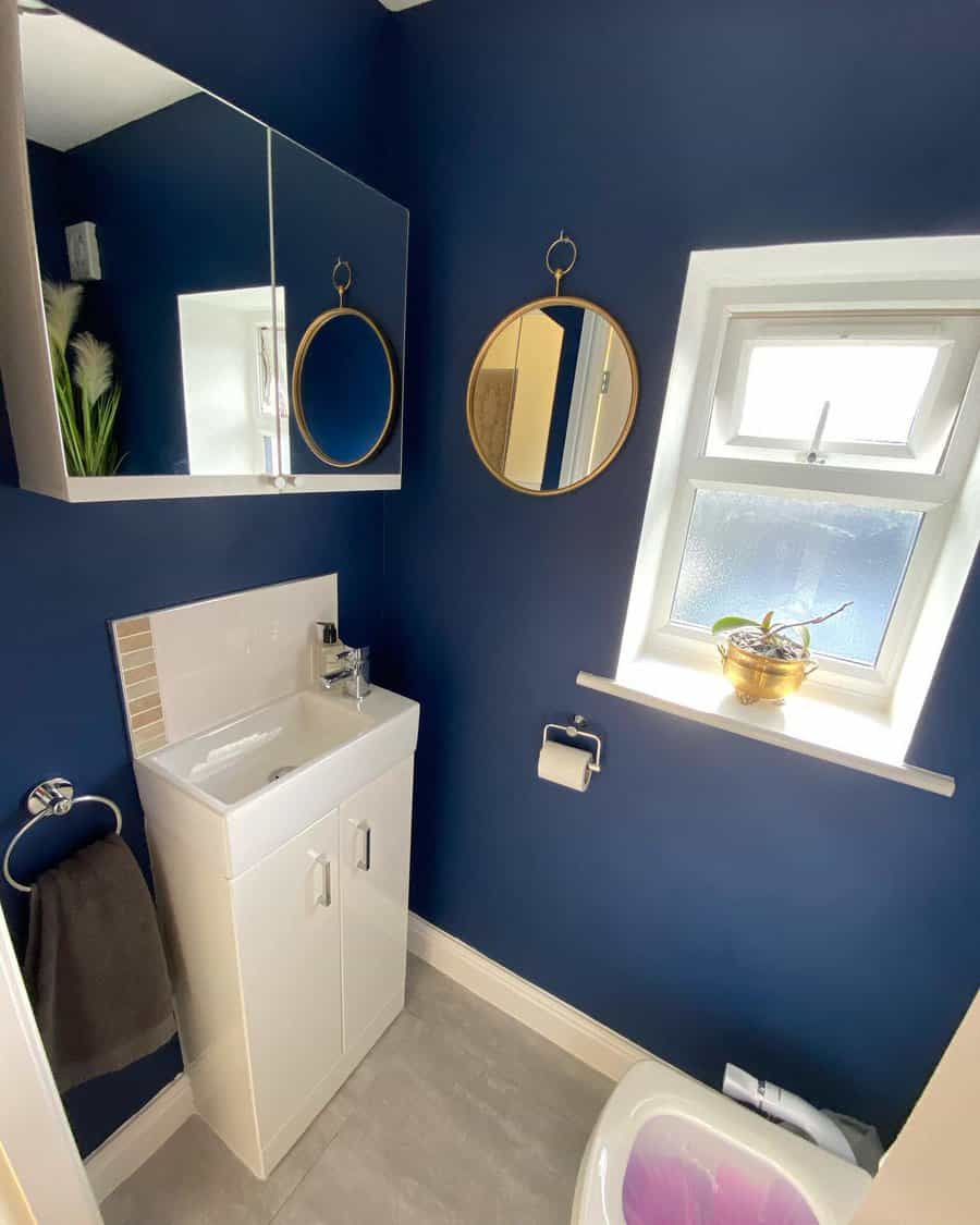 Navy blue bathroom walls