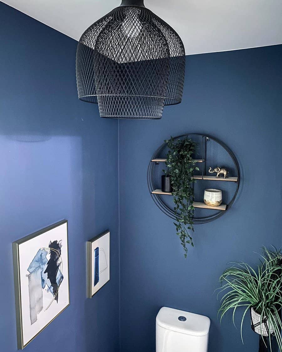 Navy blue bathroom walls