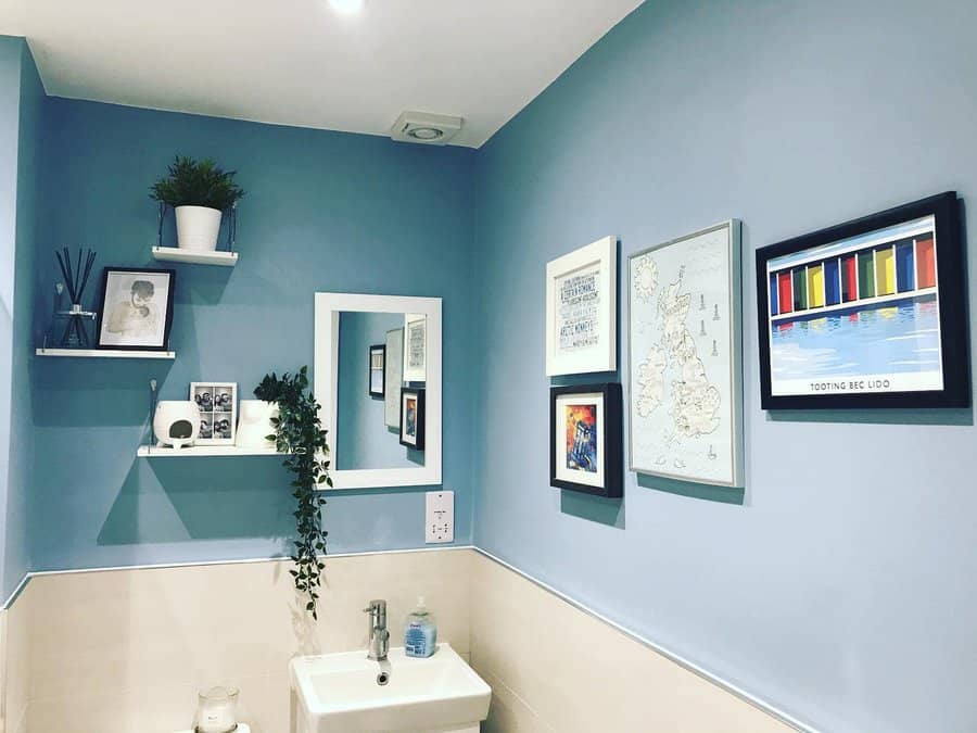 Soft blue bathroom walls