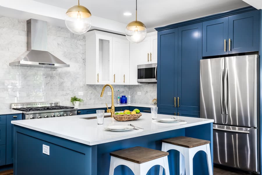 Blue kitchen cabinet