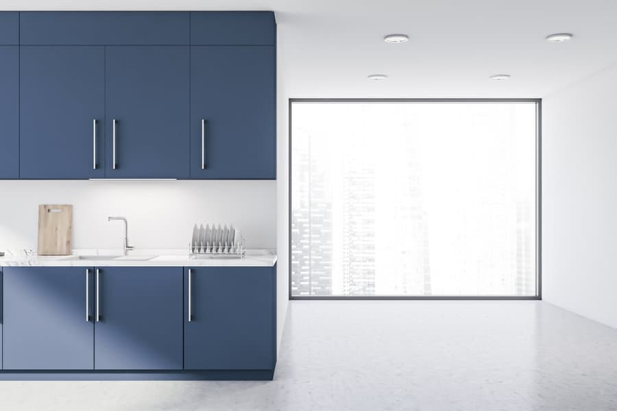 Blue kitchen cabinet