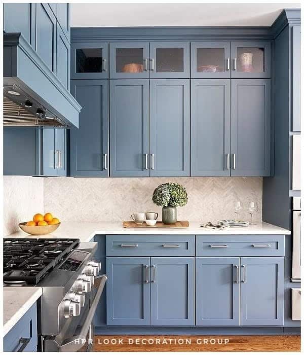 light blue kitchen cabinet