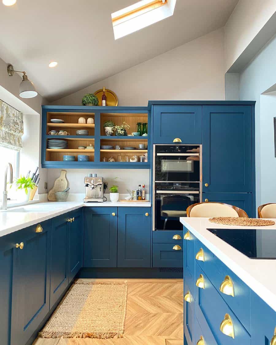 blue kitchen cabinet