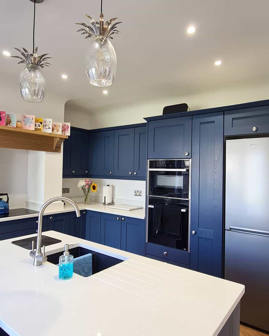 Blue kitchen cabinet