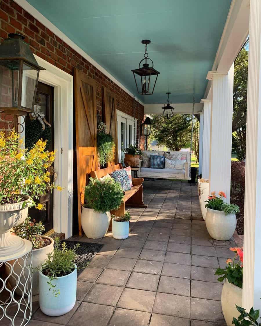 Blue porch ceiling