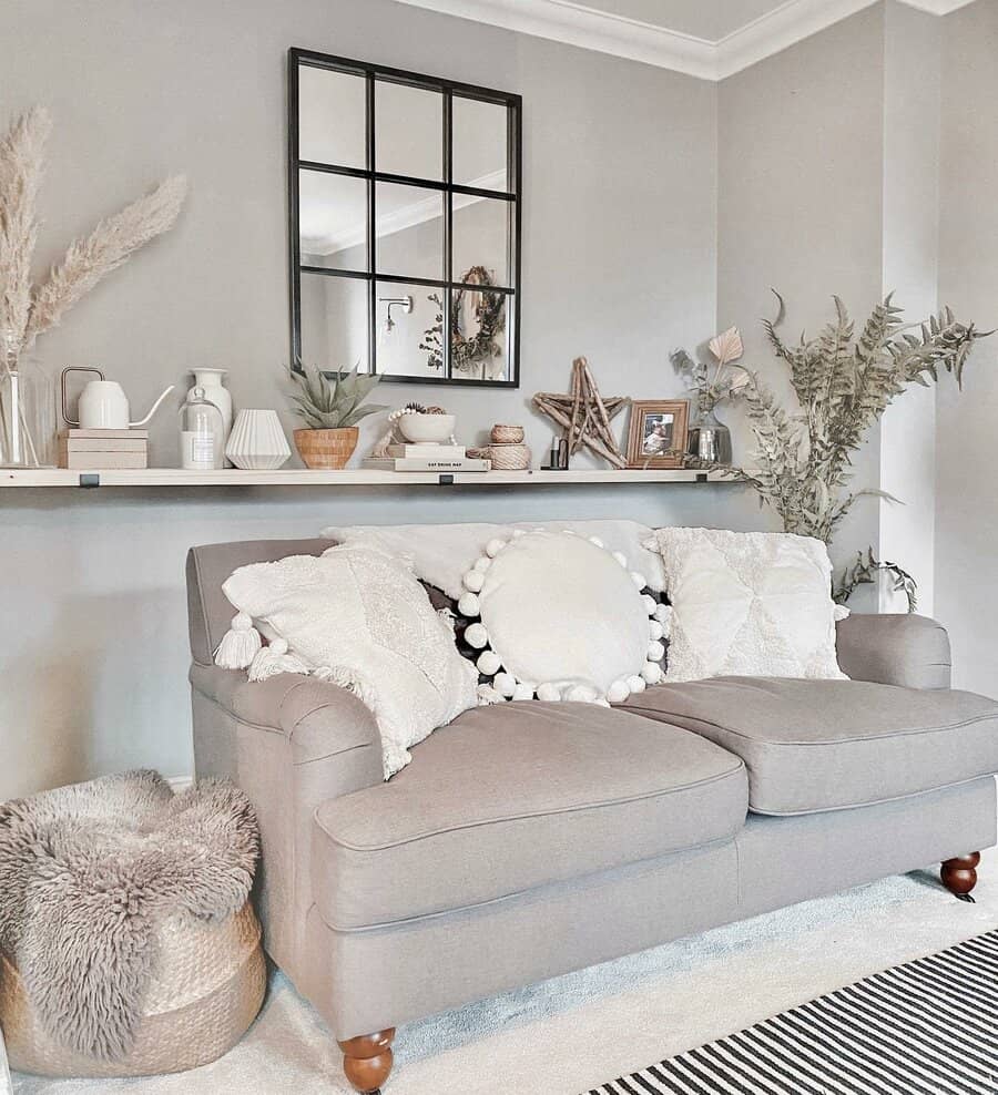 Boho living room with gray color scheme