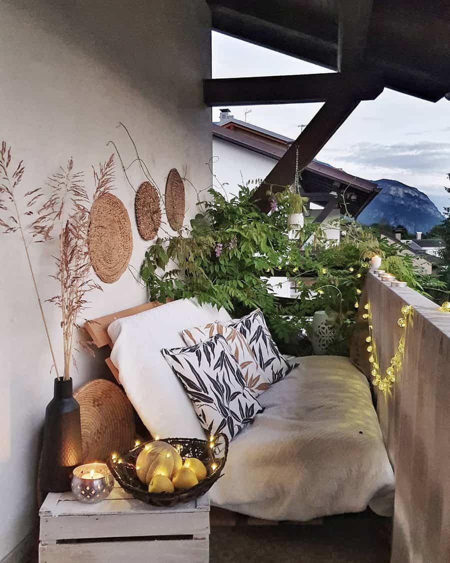 Balcony with added plants and candle