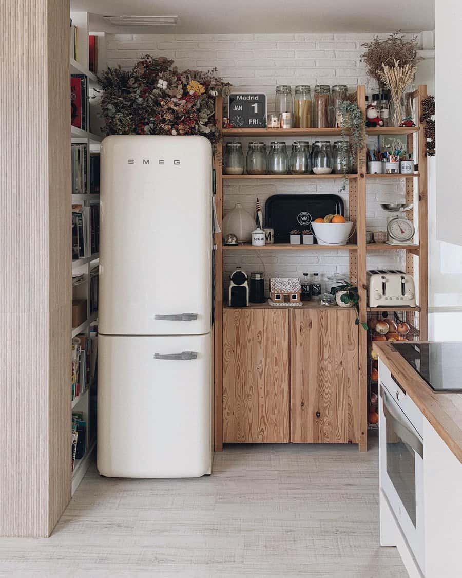 Rustic kitchen with dried flower arrangement