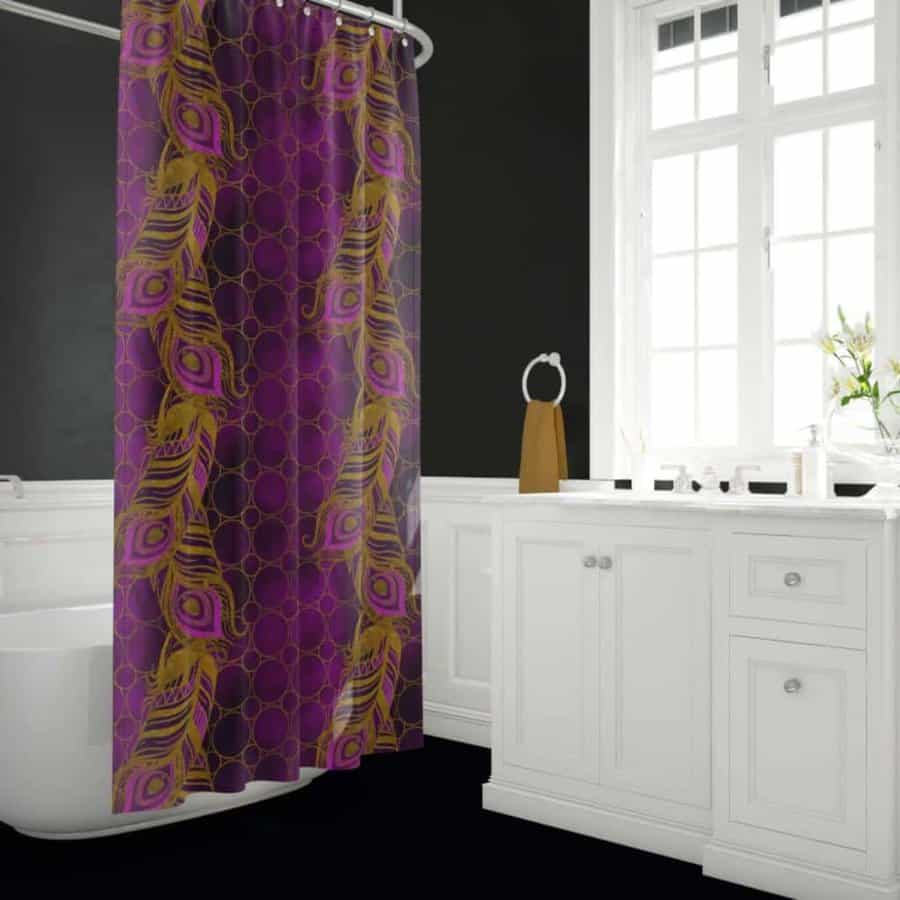 Baroque style printed shower curtain