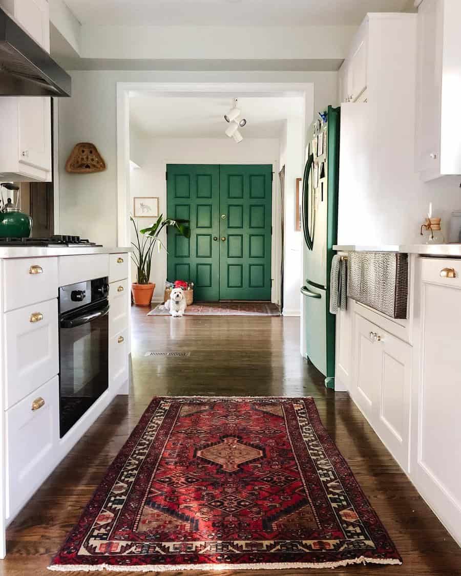 boho small galley kitchen