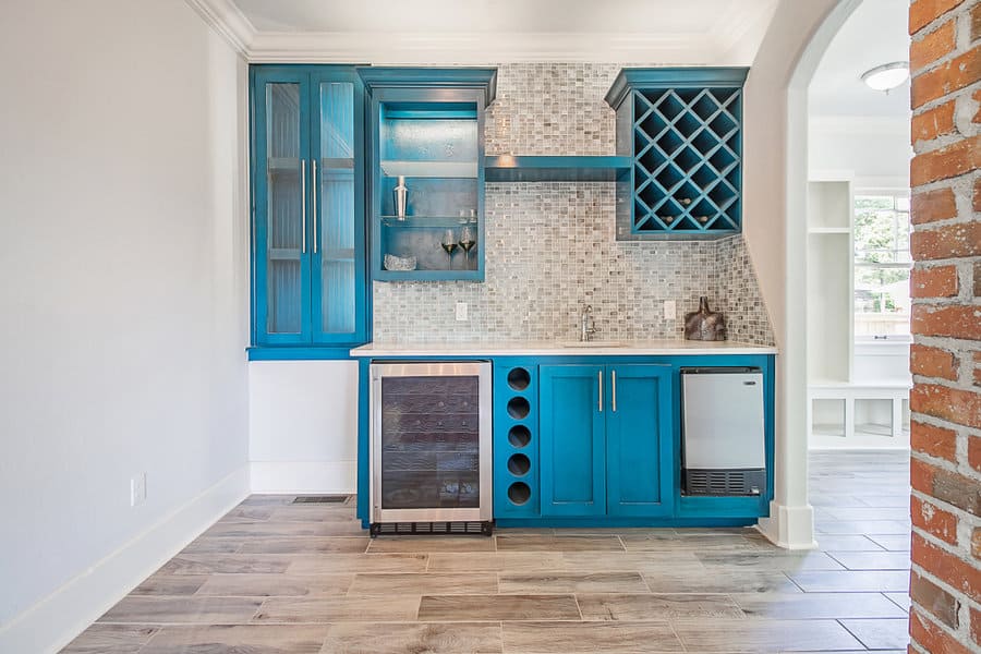 Coastal blue kitchen cabinet