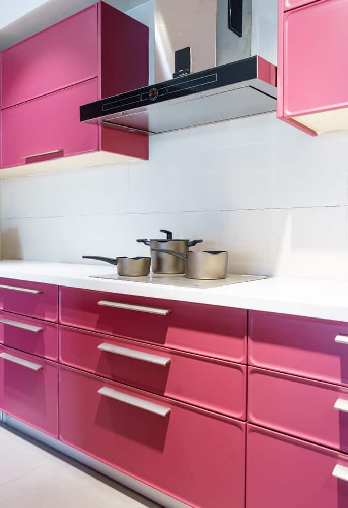 Hot pink kitchen cabinet