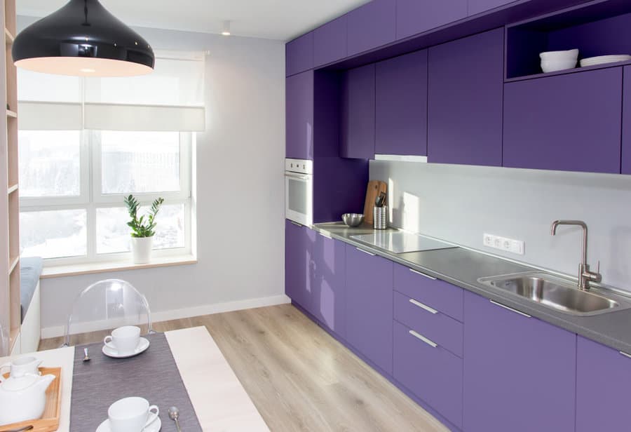 Purple kitchen cabinet