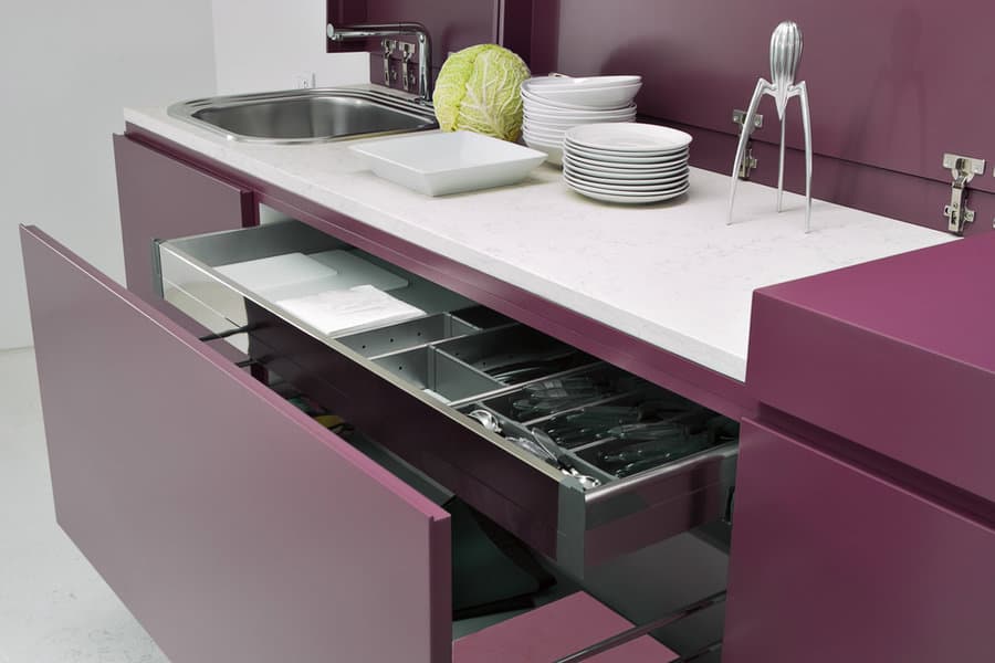 Dark pink kitchen cabinet