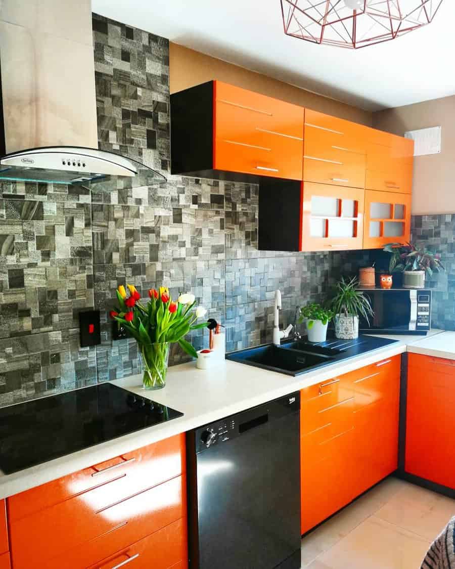 Orange kitchen cabinet