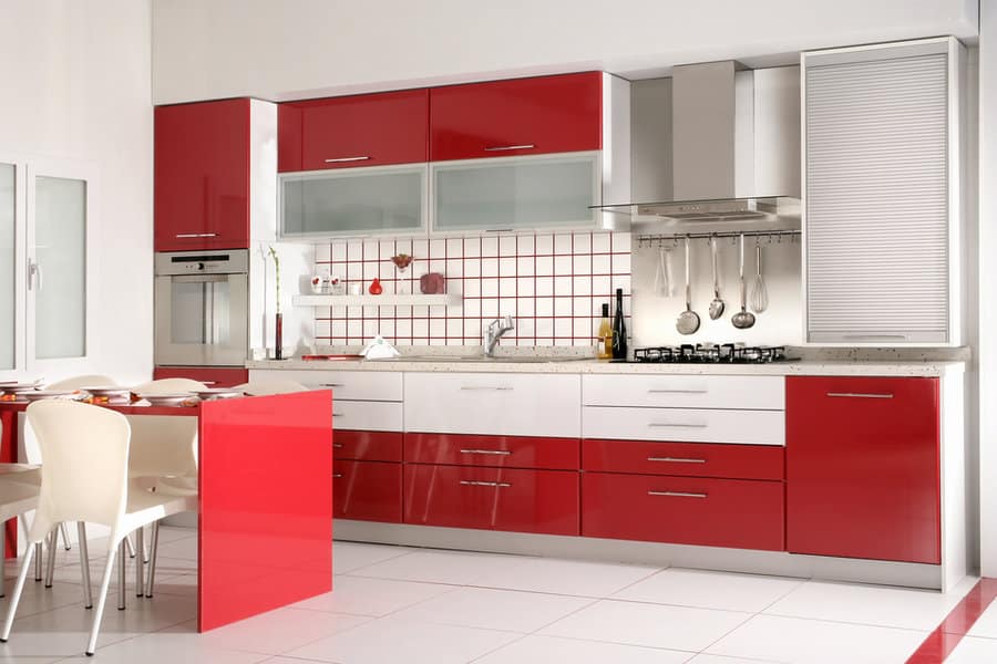 Red kitchen cabinet