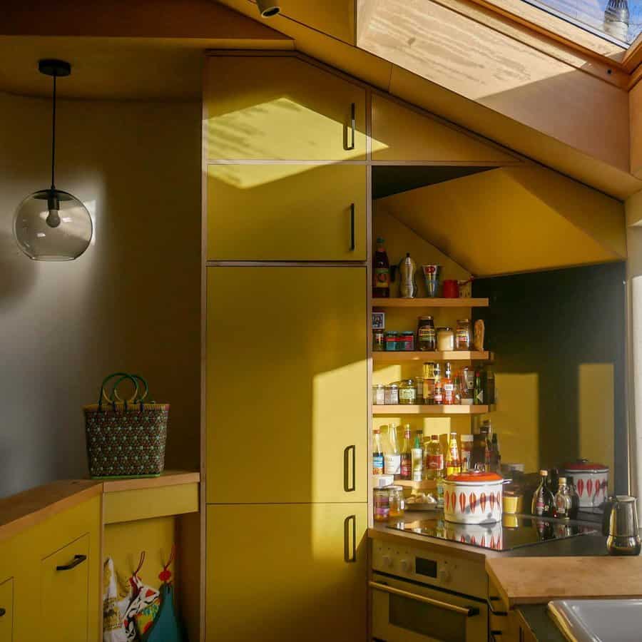 Yellow kitchen cabinet