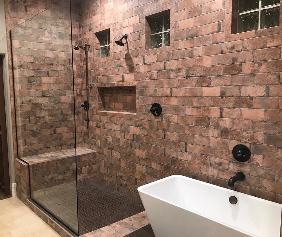 Brick effect bathroom tiles