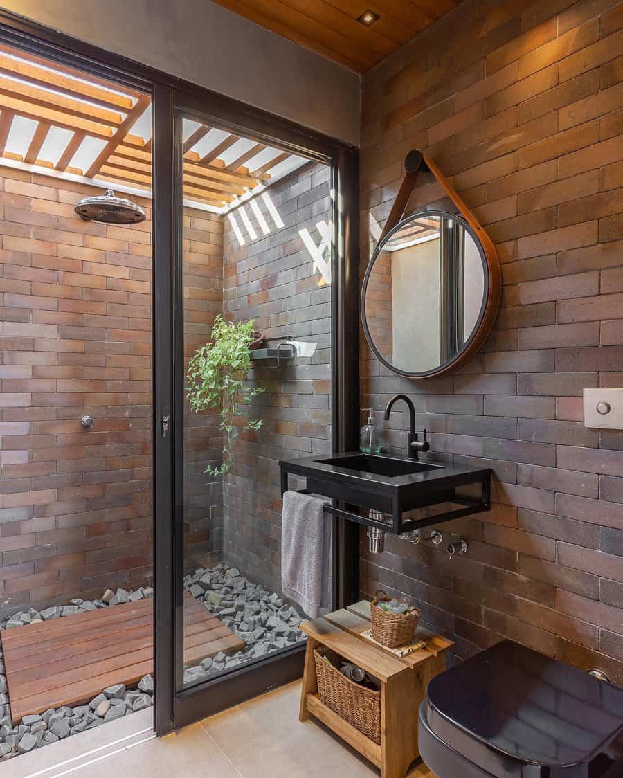 Brick effect bathroom tiles