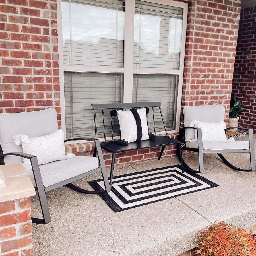 porch with brick walls